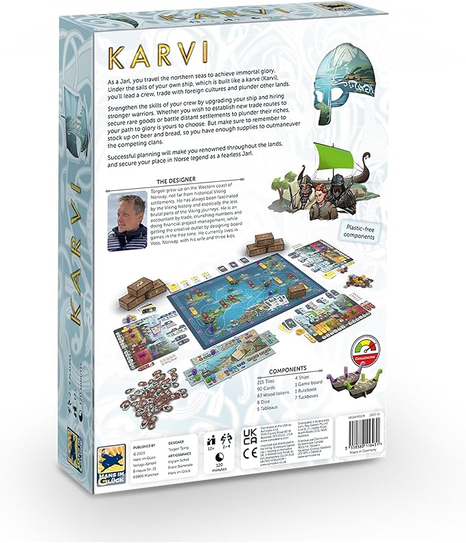 Karvi Board Game - Viking Saga of Raiding and Trading! Epic Adventure Game Strategy Game for Kids &amp Adults Ages 12+ 2-4 Players 120 Min Playtime Made by Hans im Glück