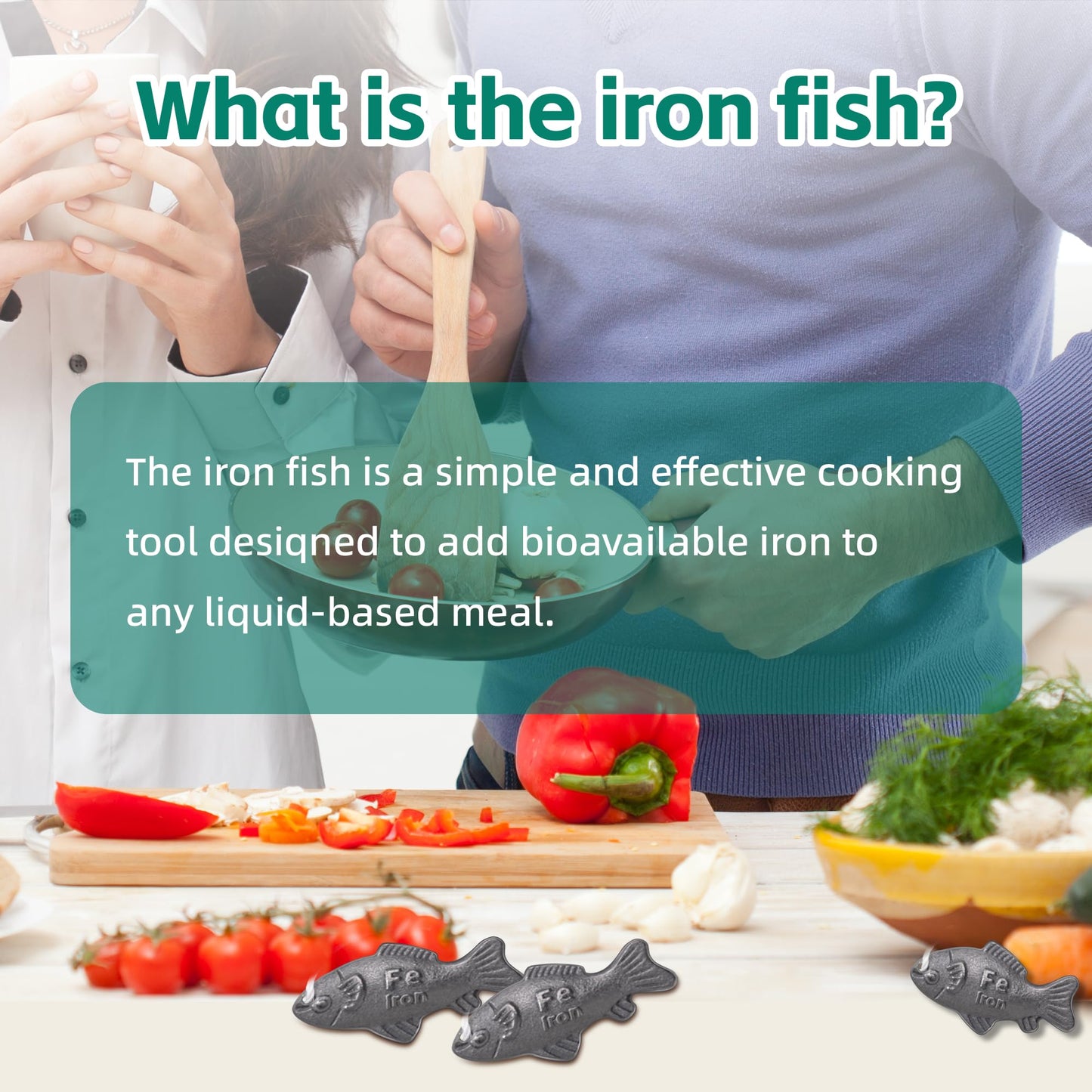 Iron Fish Cooking Tool, Natural Iron Supplement to Support Iron Levels for Vegans, Athletes, Pregnant Women, and Children – Safe & Effective Cooking Tool for Reducing Iron Deficiency (2Pack)