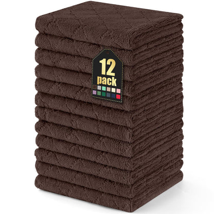 Homaxy 12 Pack Kitchen Dish Cloths (10 x 10 Inches, Grey), Super Soft and Absorbent Coral Velvet Dish Towels, Nonstick Oil Fast Drying Microfiber Cleaning Cloth, No Lint Household Dishcloths