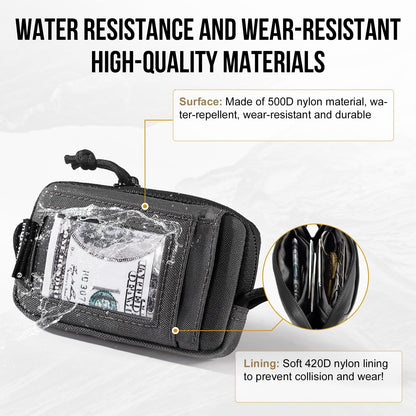 Front Pocket Wallet with Zippers - OneTigris Small Coin Purse Tactical Wallet Nylon Minimalist Wallet for Men Women