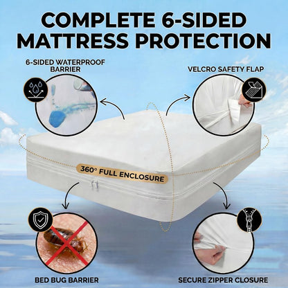 MATTSHIELD Ultimate Sensitive Skin 3-Piece Kit – Queen Size Bed Bug Mattress Protector + 2 Zippered Pillow Covers – Organic Cotton Terry Top – Waterproof 6-Sided Encasement, Soft & Breathable
