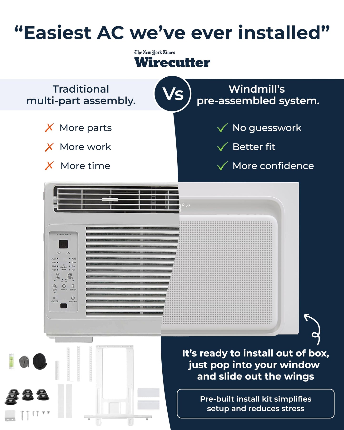 Windmill Window Air Conditioner - Quiet & Smart. Easy Install, Voice-Enabled, Remote & App Control AC Unit - 12,000 BTU Inverter w/WhisperTech