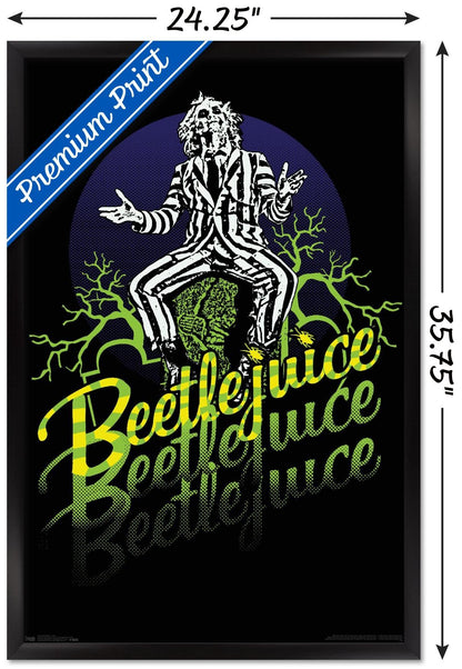 Trends International Beetlejuice - Yellow and Green Neon Wall Poster, 34L x 22.4W, Black Framed Version