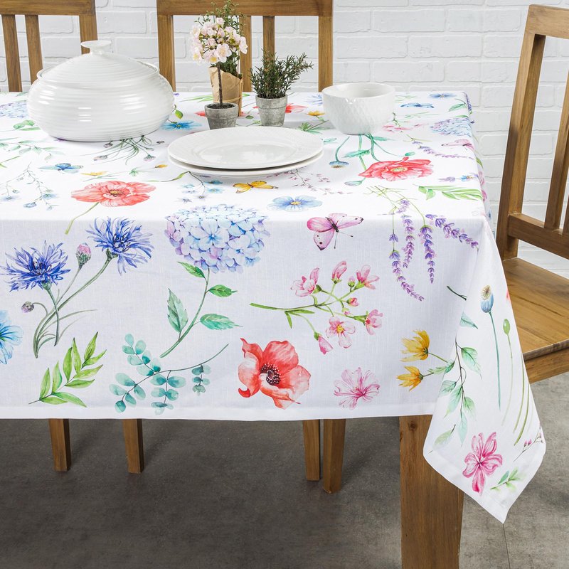 Maison d' Hermine Table Cloth Rectangle Table 100% Cotton 70 x 120 Inches Tablecloth Reusable Decorative for Dining Kitchen Room Farmhouse Home Gifts for Mothers Day Spring Summer - Just Floral