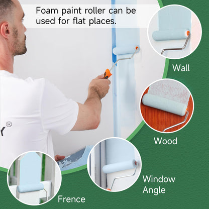 VOOMEY High Density Foam Paint Roller,Paint Roller Covers 6 inch,Small Paint Roller, Sponge Rollers for Painting House,Walls,Ceilings, Doors,Furniture(10 pack)