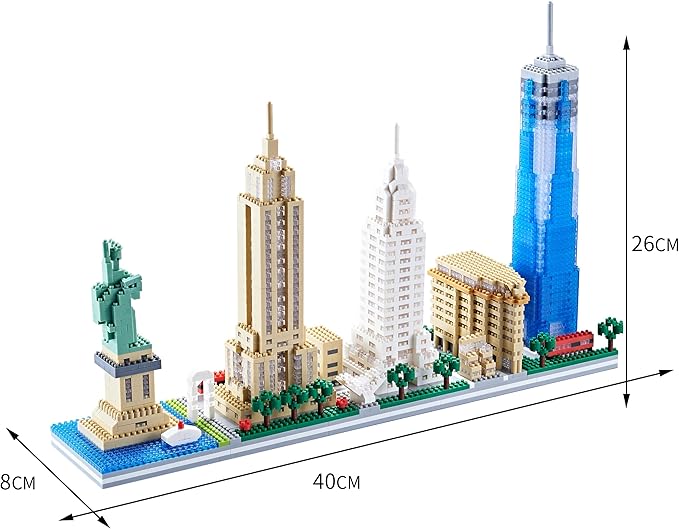City Architecture New York Skyline Micro Building Blocks Set for Adults NYC Skyline Collection Model Kit for Adult Age of 14+ 3452 Pieces