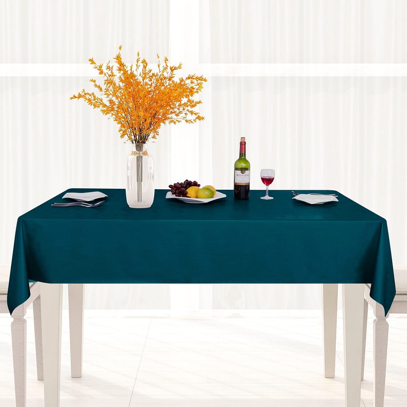 sancua 100% Waterproof Rectangle PVC Tablecloth - 52 x 70 Inch - Oil Proof Spill Proof Vinyl Table Cloth, Wipe Clean Table Cover for Dining Tables, Buffet Parties and Camping, Deep Teal