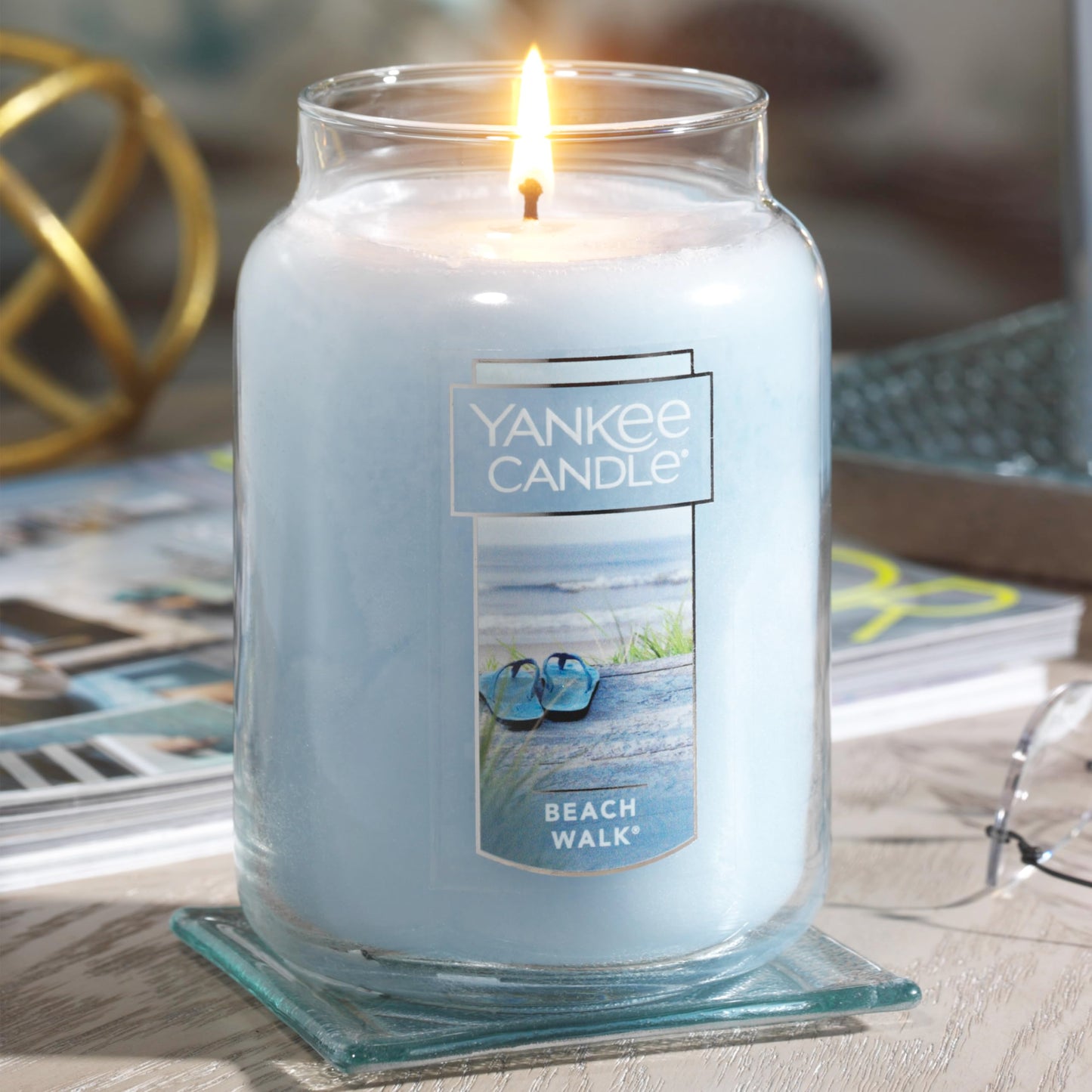 Yankee Candle Beach Walk Scented Classic 22oz Large Jar Single Wick Candle Over 110 Hours of Burn Time Multicolored