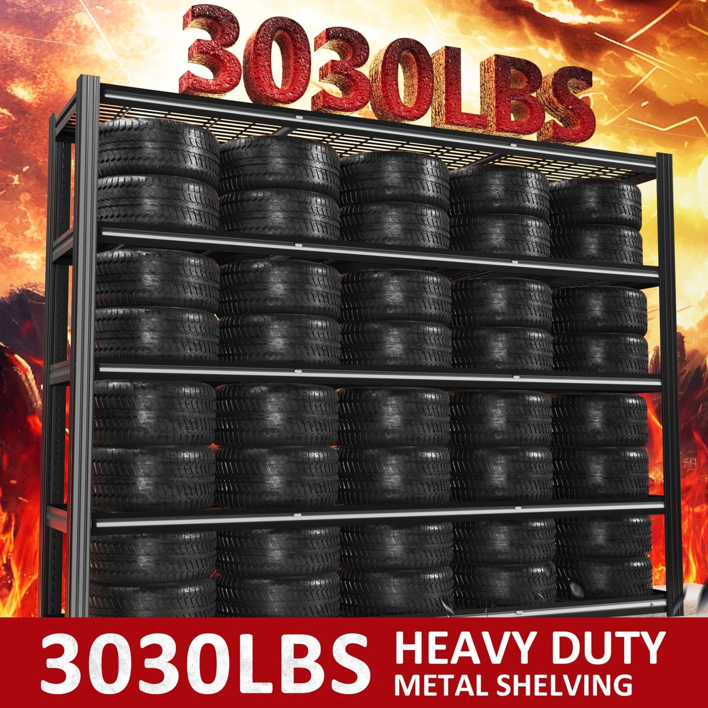 VDEVY 60" W x 72" H x 24" D Garage Shelving Heavy Duty,5 Tier Adjustable Metal Shelves Storage Rack,3030 LBS Large Industrial Shelving Unit for Basement,Warehouse,Garage Organization