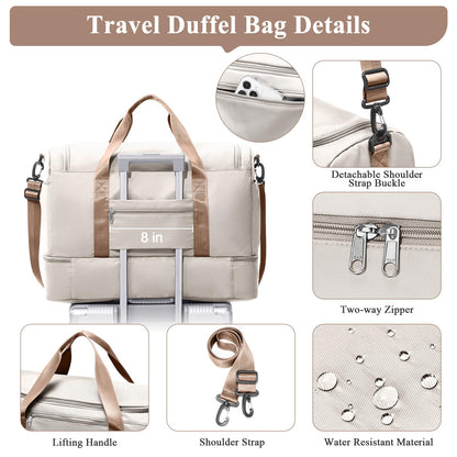Extra Large Travel Duffle Bag,Carry on Overnight Weekend Bag with Shoes Compartment,Weekender Bags for Women for Travel Business Trips Sport Hospital