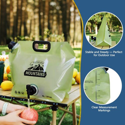 Coipdfty Water Jug Camping 2.1 Gallon Collapsible with Spigot, BPA Free Portable Water Pouch Foldable Water Bags for Outdoor Hiking, Travel and Emergency & Water Storage Containers (Green-1Pcs)