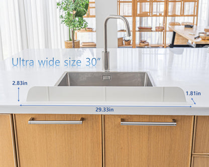 30 inch(75cm) Premium Kitchen Sink Silicone Water Splash Guard SIZE UPGRADE 30" and new package - NO Suction Cups, Ultra Wide 30" - Made in Korea (Ultra Wide Eco White)