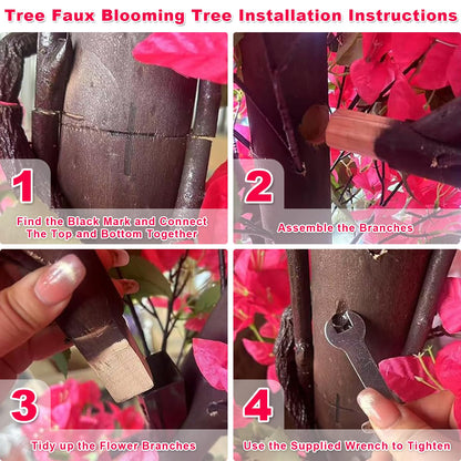 Quepiem Large Pink Artificial Bougainvillea Tree Artificial Tree for Landscape and Venue Decoration - Indoor Outdoor Use (2.5x2m)
