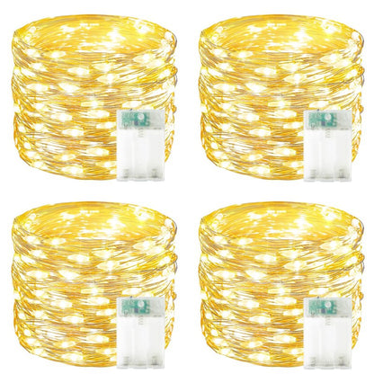 4 Pack 60 LED Fairy Lights Battery Operated with Timer, 20FT Waterproof String Lights Indoor Outdoor, Cuttable Battery Light for Home Bedroom Wedding DIY Centerpiece Christmas Decorations (Warm White)