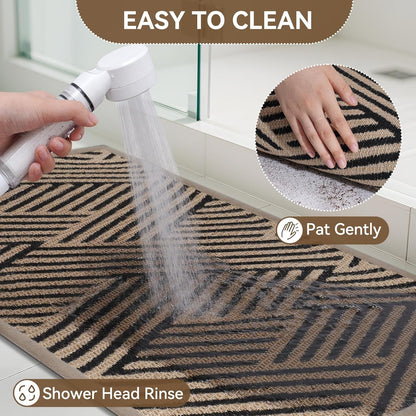 Skiennix Door Mat - Low-Profile Non-Slip Indoor/Outdoor Entryway Mat | 17"x30", Dirt-Resistant, Washable, Brown