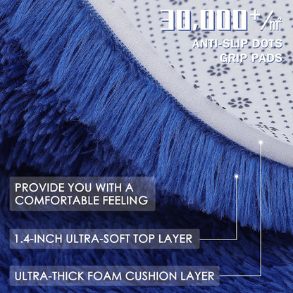 OLANLY Large Area Rug - Soft Fluffy Shaggy Carpet for Living Room & Bedroom | Navy Blue 6x8 ft