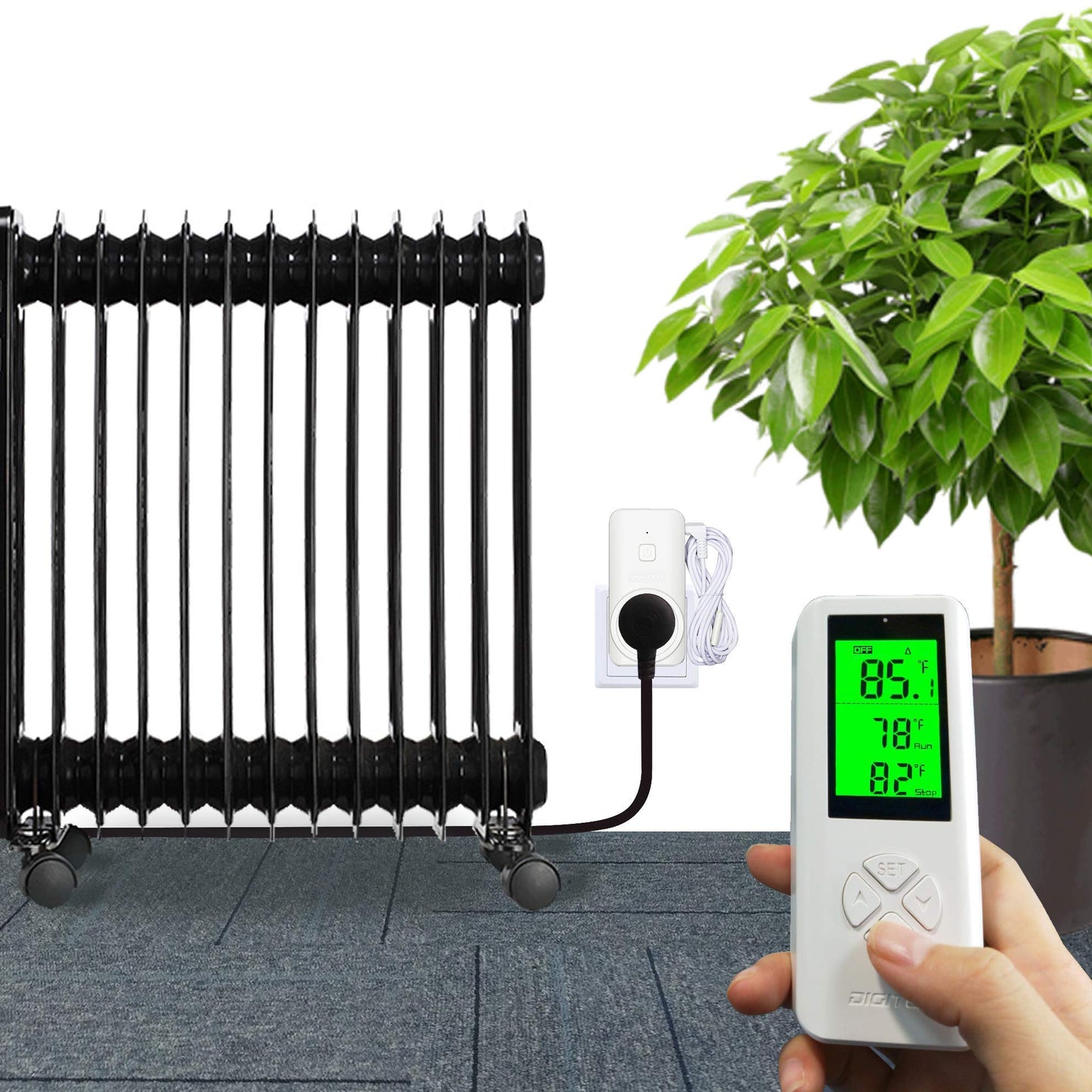 DIGITEN WTC200 Wireless Temperature Controller Thermostat Outlet Remote Control Thermometer with 2m/6ft NTC Temp Sensor Probe Heating Cooling Mode for Fan Heater Greenhouse Homebrewing Reptile