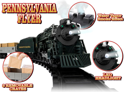 Lionel Pennsylvania Flyer Battery-Powered Train Set - Bluetooth Control, Smoke, Lights & Sounds | 2-Rail Track for Kids 4+