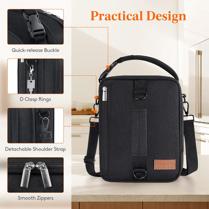 Lifewit Insulated Lunch Box - Expandable Cooler Bag with Ice Packs & Shoulder Straps | 8.2L Black