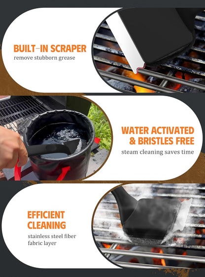MEKER Grill Brush Replacement Pads - Ultra Safe Cleaning | 4-Pack Grill Cleaner Pads