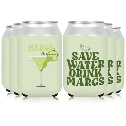 Whaline 12 Pcs Margs and Matrimony Bachelorette Can Sleeve 12 Oz Double Sided Printed Neoprene Insulated Beer Can Cooler Covers for Margarita Themed Wedding Bridal Shower Party Decor Drink Accessories