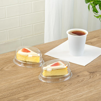 Restaurantware-Thermo Tek 8.5 Ounce Cake Slice Containers, 100 Disposable Individual Pie Slice Containers - With Lids, Oval, Clear Plastic Pie Boxes, For Pastries or Cheesecakes,