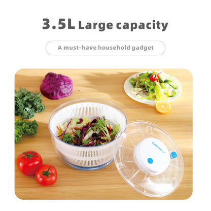 Subbuteo Electric Salad Spinner 4Qt – Rechargeable Lettuce Washer & Vegetable Dryer with 2+ Month Battery Life, Type-C, Detachable Parts, Spin Dry Kitchen Gadget for Greens Herbs Berries