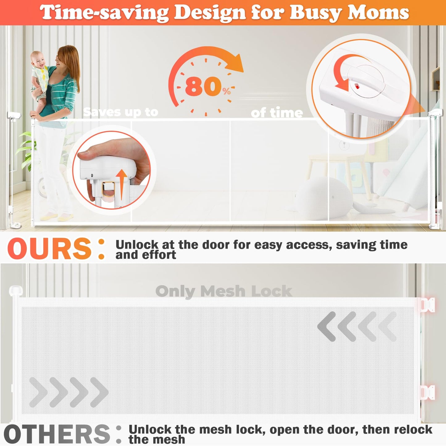 19.7ft Retractable Baby Gates Dog Gate - 236" Extra Wide Expandable Child Safety Gate,37" Tall Toddler Pet Mesh Gate with Reinforced Strips for Doorways,Stairs,Hallways,Outdoor & Indoor Large Openings