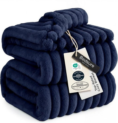 Bedsure GentleSoft Blanket - Cozy Navy Blue California King Size Throw, 102x96 Inches for Ultimate Comfort