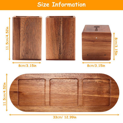Qivine Acacia Wood Utensil Holder, Wooden Silverware Holder Countertop Utensil Organizer Silverware Organizer with Tray, Kitchen Utensil Organizers for Forks, Spoons, Knives (Acacia)