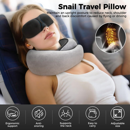 HiztoBlo Neck Pillow for Traveling, Travel Pillows for Airplanes 2025 New 100% Pure Memory Foam, Neck Pillow Airplane with 360º Ergonomic Design, Travel Neck Pillows for Airplanes, Office and Car