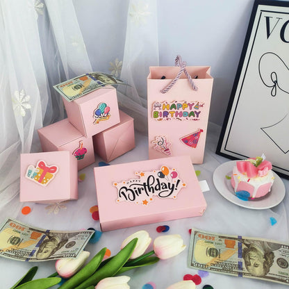 Neioaas DIY Surprise Gift Box with Accessories Set- Creative Bounce Box for Money & Photos, DIY Unique Romantic Surprise Gift Box for Birthday, Valentine's Day, Anniversary, Wedding (Birthday,Black)