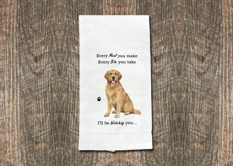 GOLDEN RETRIEVER Kitchen Towels - Soft, Highly Absorbent - GOLDEN RETRIEVER Gifts - Dish & Tea Towels - Reusable, Quick Drying - 100% Natural Cotton - For Pet Lovers
