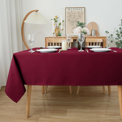 Biscaynebay Textured Fabric Rectangle Christmas Tablecloths 90x156 Inch, Gold Water Resistant Tablecloths for Dining, Kitchen, Wedding, Parties etc. Machine Washable