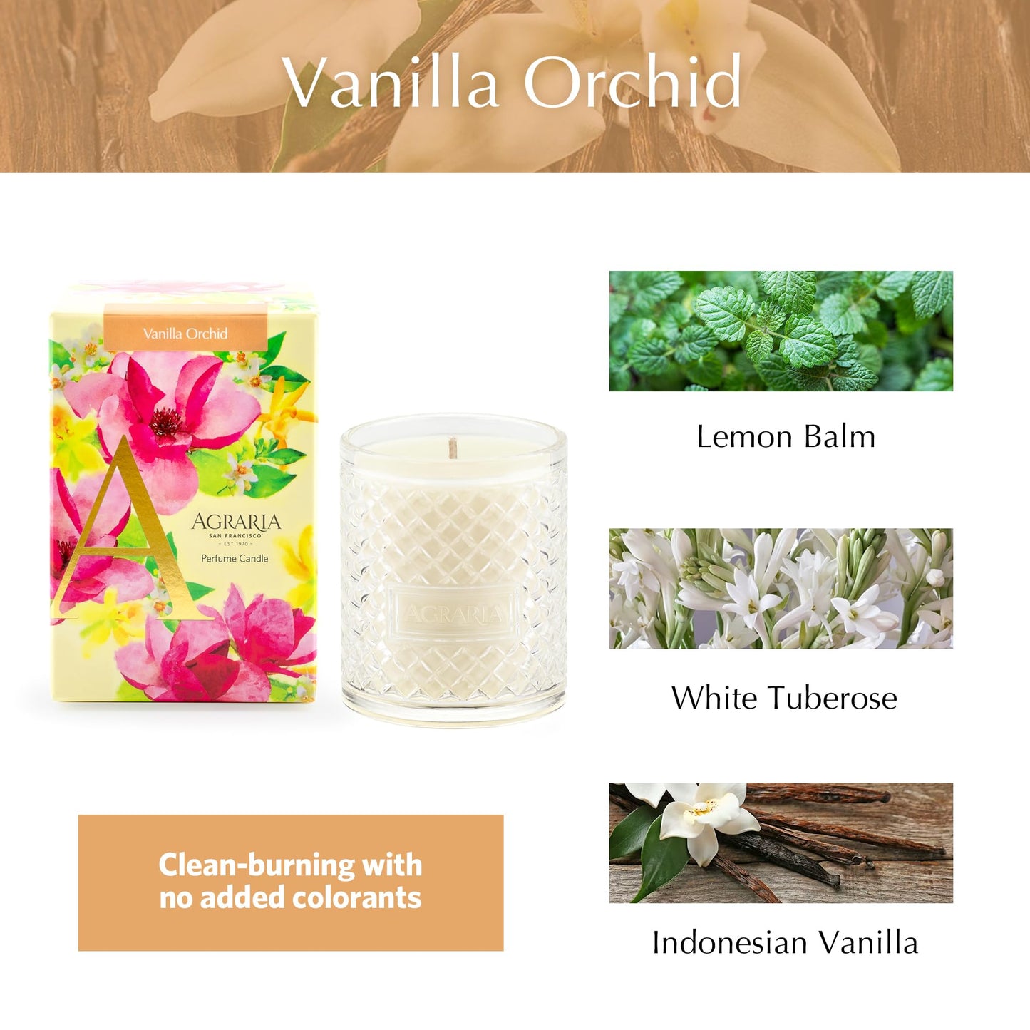 Agraria Vanilla Orchard Candle, 7 Oz, 40-50 Hours Flicker Time, Fresh Alluring Home Candle Decor, Sweet Rich Luxury Candles for Home
