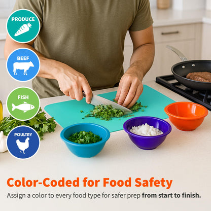 IMUSA Flexible Cutting Mats - 4 Pack – 11.5" x 15" Thin Plastic Cutting Boards for Kitchen, Color Coded, Non-Slip Backing, Odor Resistant Cutting Mat Set, Easy to Clean, Food Prep Boards