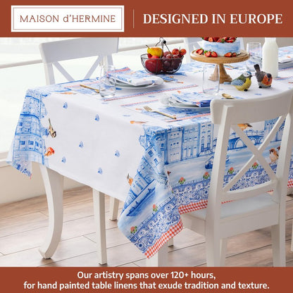 Maison d' Hermine Table Cloth Rectangle Table 100% Cotton 70 x 108 Inches Tablecloth Reusable Decorative for Dining Kitchen Room Farmhouse Home Gifts for Mothers Day Spring Summer - Amsterdam Canals