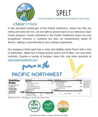 CLEAR CREEK Spelt Berries | 4 lb | Vegan | Non-GMO Project Verified | North American Grown