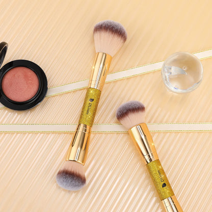 DUcare Foundation Brush Contour Bronzer Makeup Brush Double Ended Self Tanner Brush Sculpting Brush for Blending Liquid Powder Concealer Cream Cosmetics Blush Buffe