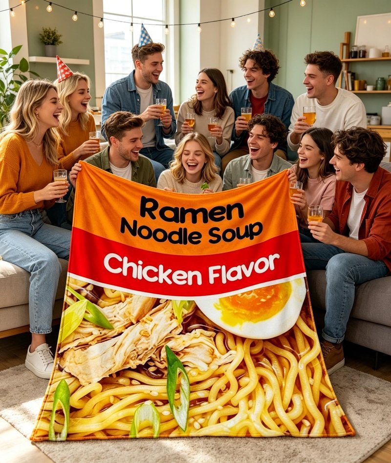 Sofevaim Ramen Blanket 50x60 Inch, Funny Food Blanket Flannel Throw, Soft Ramen Noodle Blanket for Kids Teens and Ramen Lovers, Cozy Gift for Bedroom Sofa Travel Nap