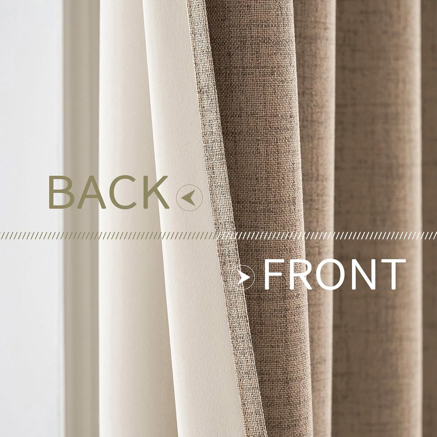 MIULEE Blackout Linen Textured Curtains - Thermal Insulated Copper Brown Drapes | 52 x 90 Inch (2 Panels)