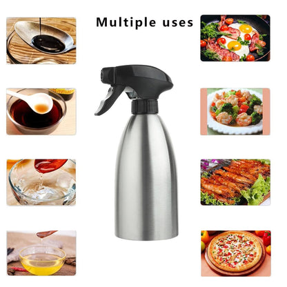 Stainless Steel Olive Oil Sprayer Bottle, 17 Oz/500ml Sauce Vinegar Sprayer Dispenser, Water Sprayer Bottle,Kitchenware Tools for Cooking, Frying, BBQ and Grilling