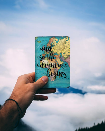 RFID Passport Holder Travel Wallet - And So The Adventure Begins (Not Customized)
