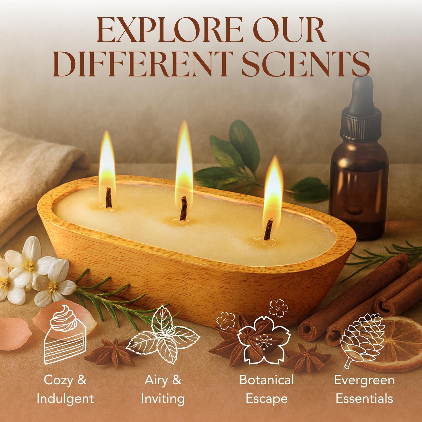 Dough Bowl Candle Co. Eucalyptus Candle - Fresh Scented Candles with 100% Soy Wax for Home, Bath, Kitchen, 10x6 Large 3-Wick Aromatherapy for Women Men, Strong Scented Luxury Home Decor, 40H Burn