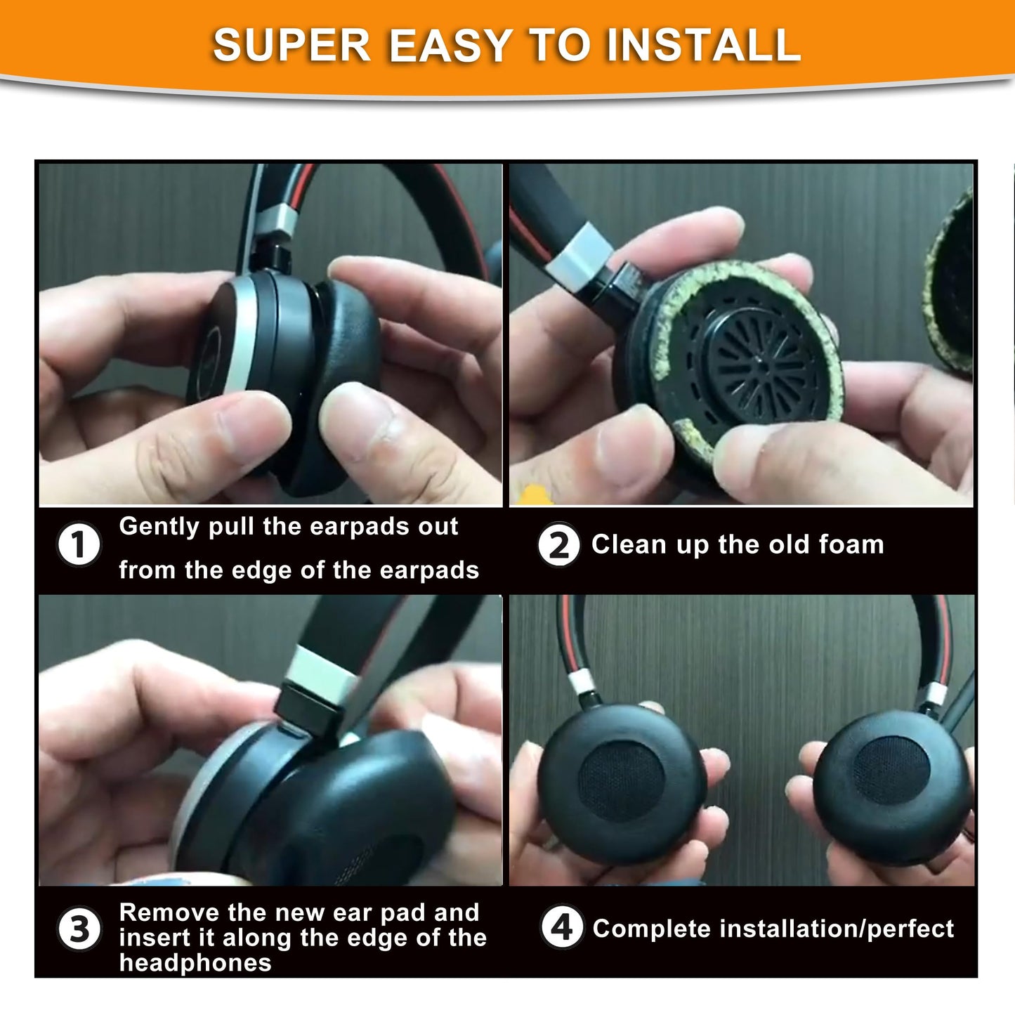 Evolve 65 Ear Pads Replacement Earpads Cover Cushions Compatible with Jabra Evolve 65UC / 65MS / 40UC / 40MS / 30US / 30II / 20SE / 20UC / 20MS Headset, All-Day Comfort Design