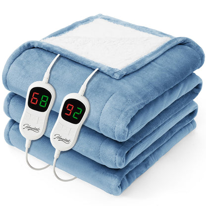 Homemate Electric Heated Blanket Twin - 62"x84" Heating Bed Blankets Throw with 10 Heating Levels 8 Hours Auto Off Fast Heating Over-Heated Protection Ultra Soft Warm Flannel ETL Certified Grey