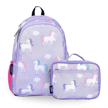 Wildkin 15 Inch Kids Backpack with Lunch Box Bag Bundle - Durable, Lightweight School & Travel Set - Unicorn