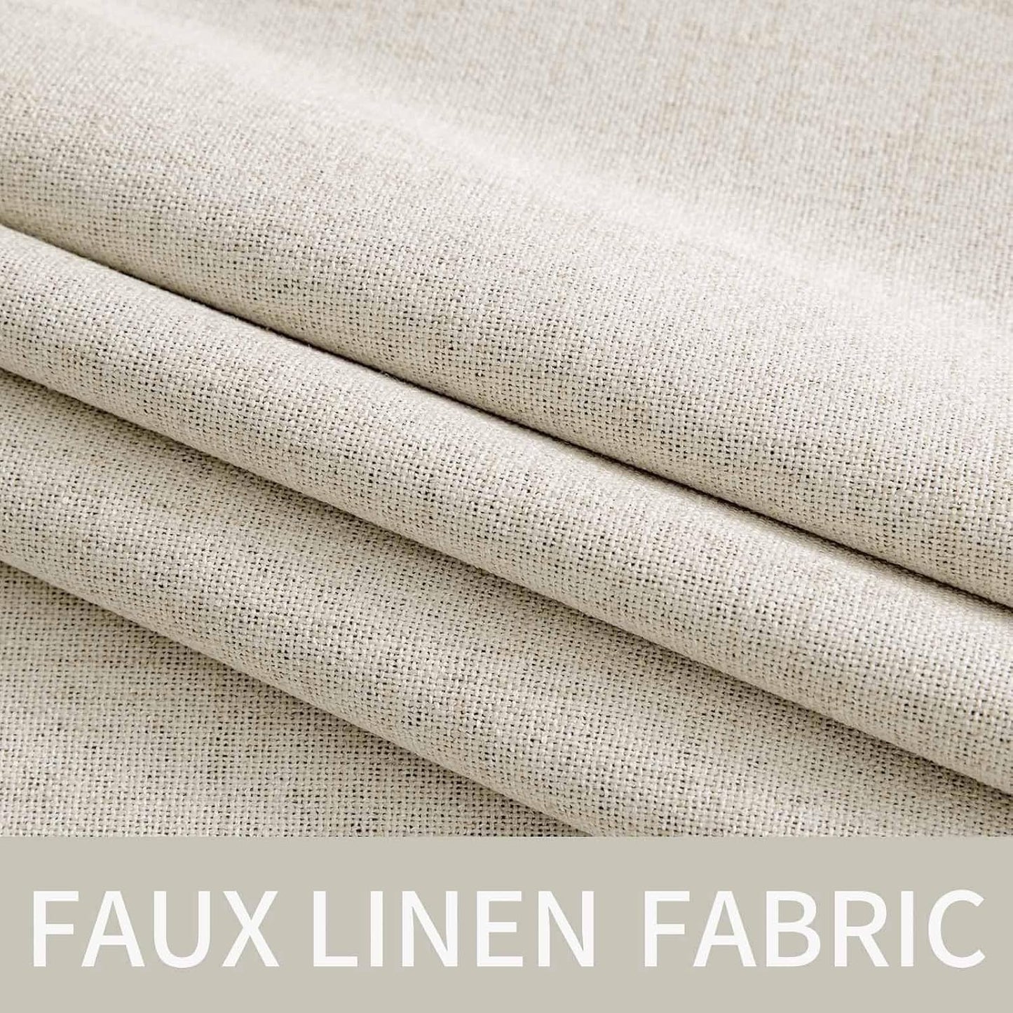 MIULEE Linen Texture Curtains - 100% Blackout Thermal Insulated Drapes | Beige, 52x90 Inch (2 Panels)
