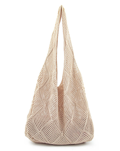 Stizimn Crochet Mesh Beach Tote Bag Shoulder Bag Handbags Knitting Hollow Summer Bag Hobo Bag Aesthetic for Women