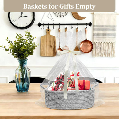Skiennix Empty Gift Basket for Kids - Stylish Grey Storage Basket for Toys | 13 x 10 x 5 Inches
